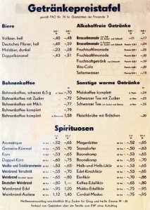 Gaststättenpreise DDR